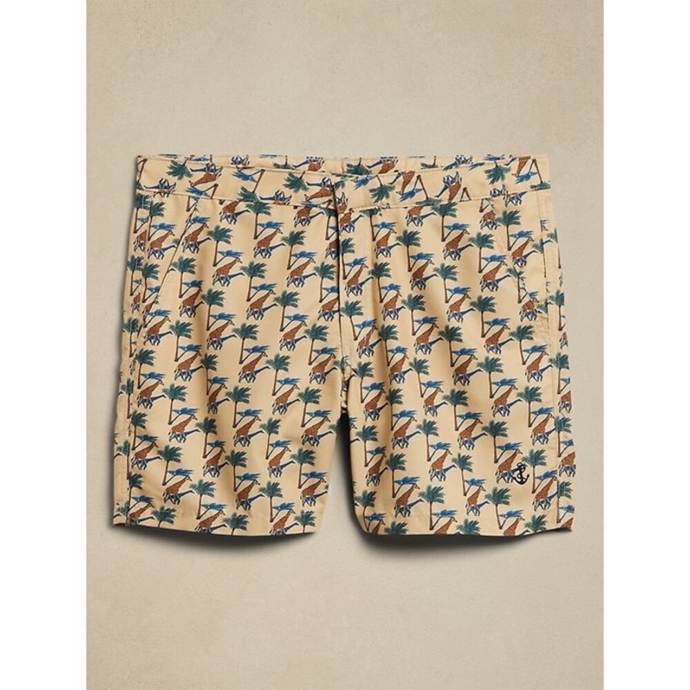 Retromarine Banana Republic NWT Swim Shorts Giraffe Print Mesh Lining Size XL